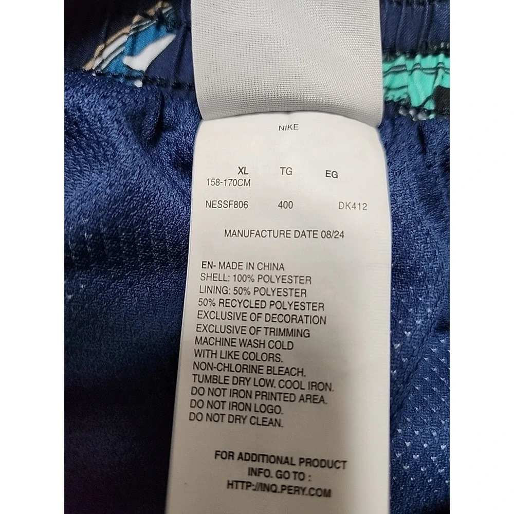 Nike Boys XL Navy Blue Sneaker Print‎ Swim Trunks Mesh Lined NESSF806-400